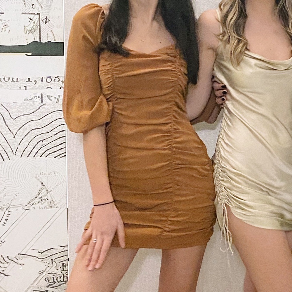 Brown Abercrombie & Fitch Scrunch Dress